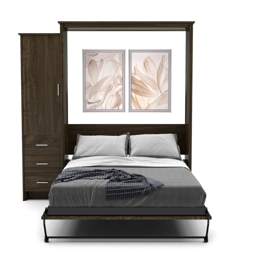 Full Size Murphy Bed - Left Cabinet, Slab Style, Brushed Nickel Pulls - Murphy Door, Inc.