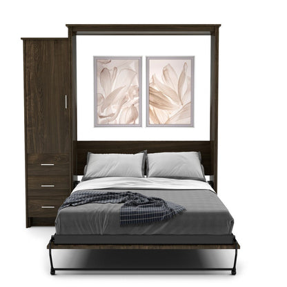 Full Size Murphy Bed - Left Cabinet, Slab Style, Brushed Nickel Pulls - Murphy Door, Inc.