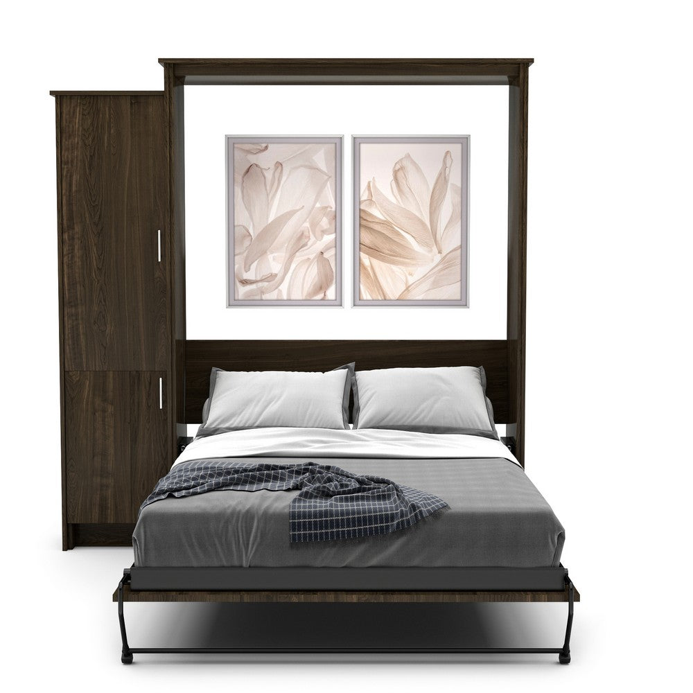Full Size Murphy Bed - Left Cabinet, Slab Style, Brushed Nickel Pulls - Murphy Door, Inc.