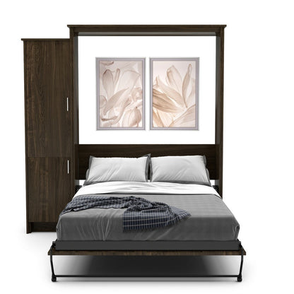Full Size Murphy Bed - Left Cabinet, Slab Style, Brushed Nickel Pulls - Murphy Door, Inc.