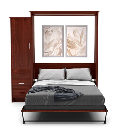 Queen Size Murphy Bed - Left Cabinet, Slab Style, Brushed Nickel Pulls - Murphy Door, Inc.