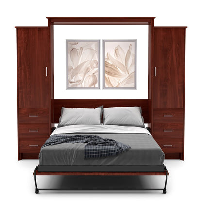 Full Size Murphy Bed - Left & Right Cabinet, Slab Style, Brushed Nickel Pulls - Murphy Door