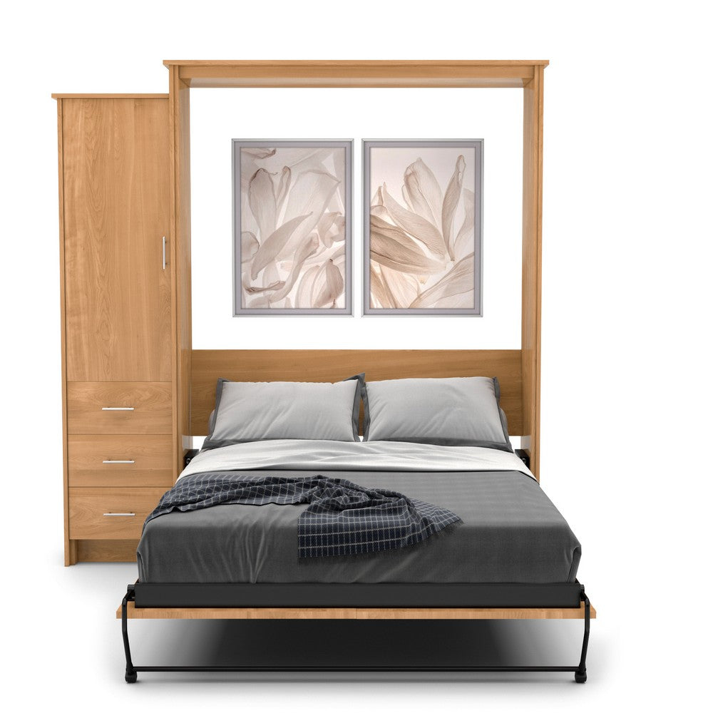 Queen Size Murphy Bed - Left Cabinet, Slab Style, Brushed Nickel Pulls - Murphy Door, Inc.