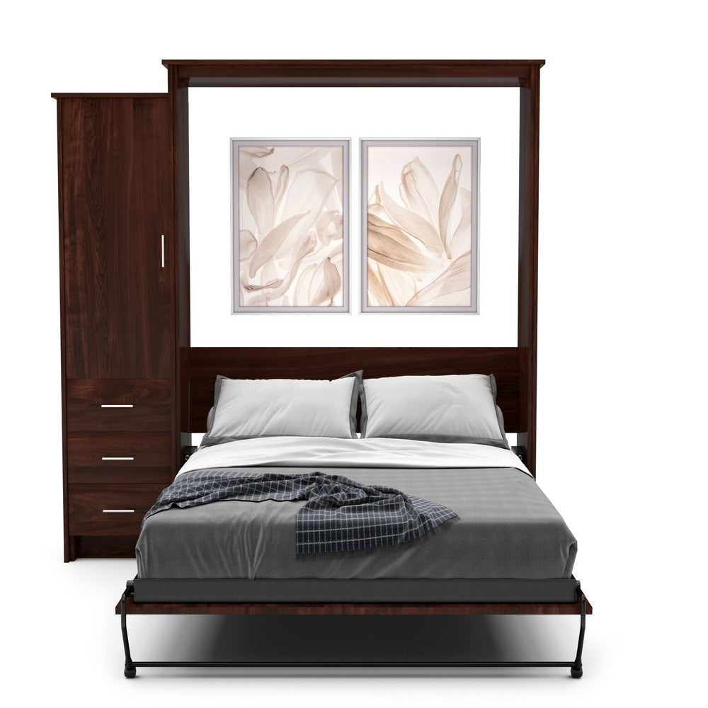 Full Size Murphy Bed - Left Cabinet, Slab Style, Brushed Nickel Pulls - Murphy Door, Inc.
