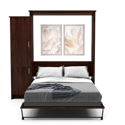 Queen Size Murphy Bed - Left Cabinet, Slab Style, Brushed Nickel Pulls - Murphy Door, Inc.