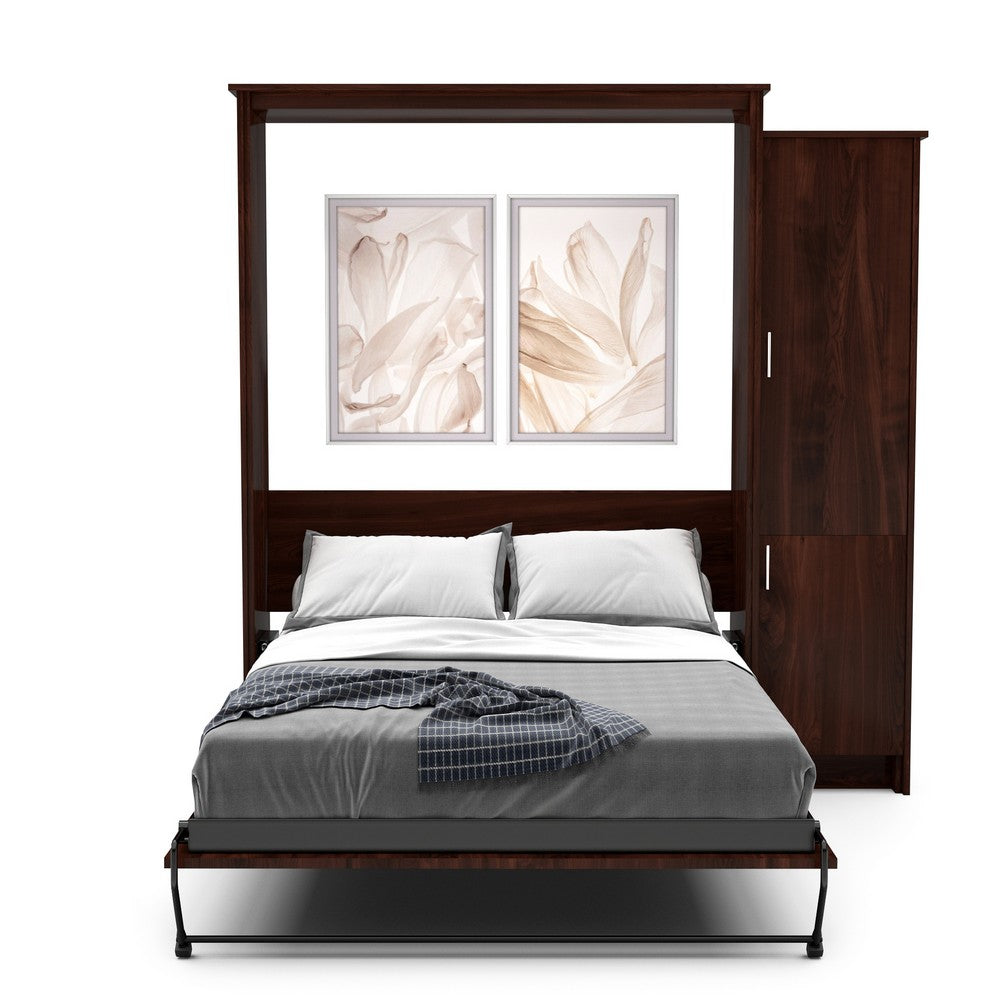 King Size Murphy Bed - Right Cabinet, Slab Style, Brushed Nickel Pulls - Murphy Door