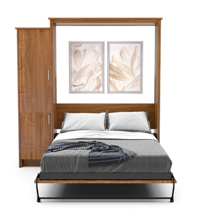 Queen Size Murphy Bed - Left Cabinet, Slab Style, Brushed Nickel Pulls - Murphy Door, Inc.
