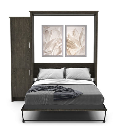 Queen Size Murphy Bed - Left Cabinet, Slab Style, Brushed Nickel Pulls - Murphy Door, Inc.