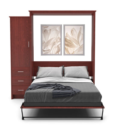 Full Size Murphy Bed - Left Cabinet, Slab Style, Brushed Nickel Pulls - Murphy Door, Inc.