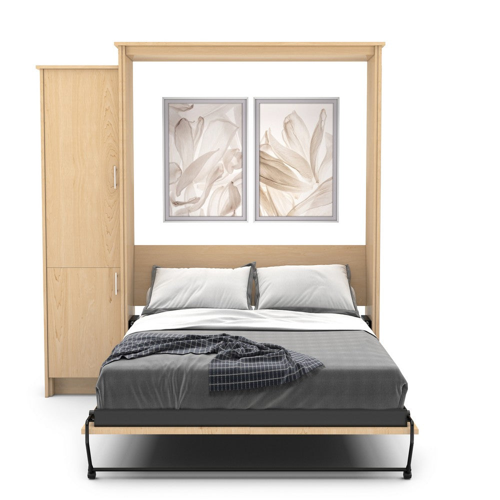 Queen Size Murphy Bed - Left Cabinet, Slab Style, Brushed Nickel Pulls - Murphy Door, Inc.
