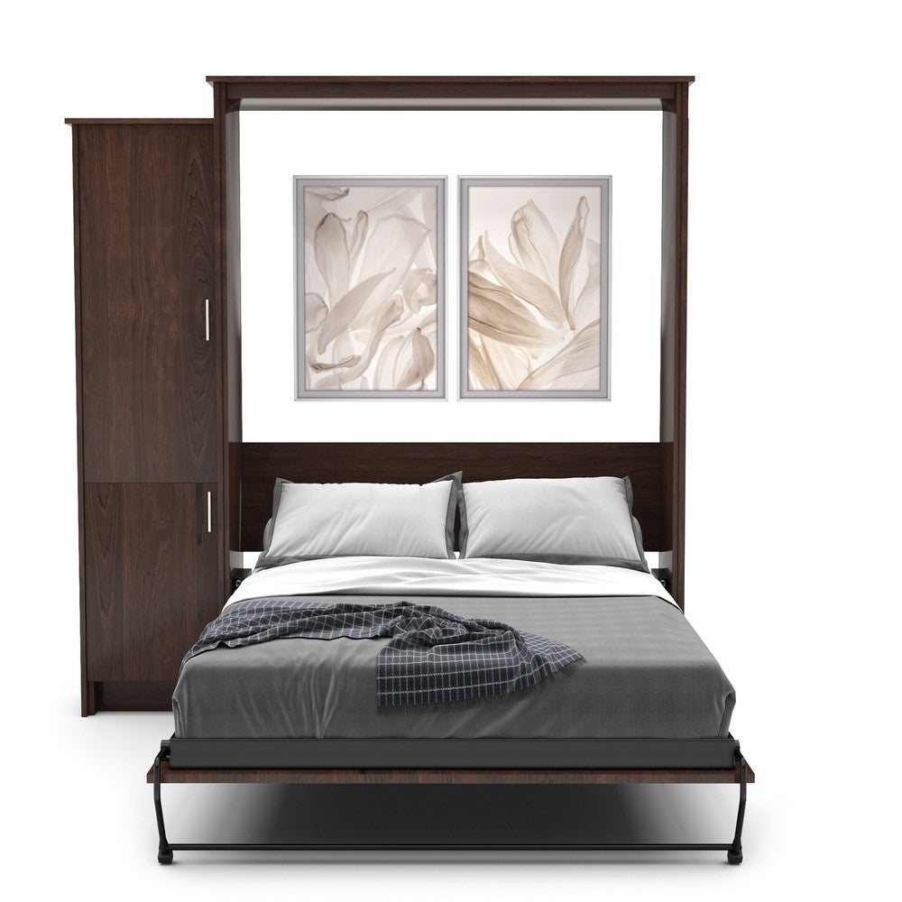 Full Size Murphy Bed - Left Cabinet, Slab Style, Brushed Nickel Pulls - Murphy Door, Inc.