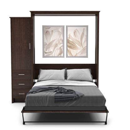 Queen Size Murphy Bed - Left Cabinet, Slab Style, Brushed Nickel Pulls - Murphy Door, Inc.