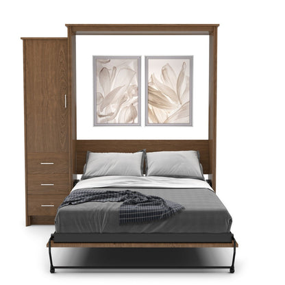 Queen Size Murphy Bed - Left Cabinet, Slab Style, Brushed Nickel Pulls - Murphy Door, Inc.