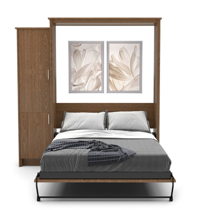 Queen Size Murphy Bed - Left Cabinet, Slab Style, Brushed Nickel Pulls - Murphy Door, Inc.