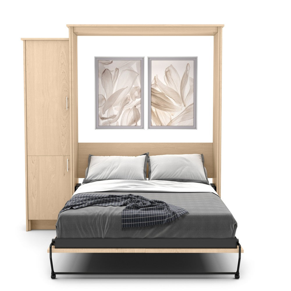 Full Size Murphy Bed - Left Cabinet, Slab Style, Brushed Nickel Pulls - Murphy Door, Inc.