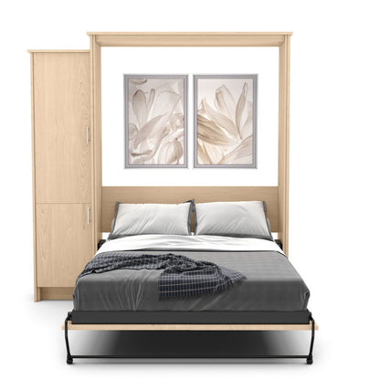 Full Size Murphy Bed - Left Cabinet, Slab Style, Brushed Nickel Pulls - Murphy Door, Inc.