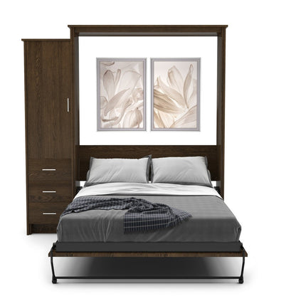 Full Size Murphy Bed - Left Cabinet, Slab Style, Brushed Nickel Pulls - Murphy Door, Inc.