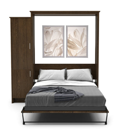 Queen Size Murphy Bed - Left Cabinet, Slab Style, Brushed Nickel Pulls - Murphy Door, Inc.