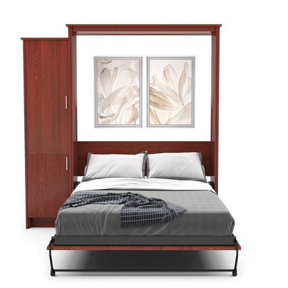 Queen Size Murphy Bed - Left Cabinet, Slab Style, Brushed Nickel Pulls - Murphy Door, Inc.