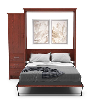 Queen Size Murphy Bed - Left Cabinet, Slab Style, Brushed Nickel Pulls - Murphy Door, Inc.
