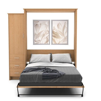 Queen Size Murphy Bed - Left Cabinet, Slab Style, Brushed Nickel Pulls - Murphy Door, Inc.