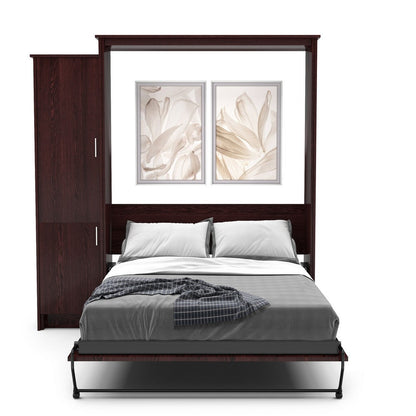 Full Size Murphy Bed - Left Cabinet, Slab Style, Brushed Nickel Pulls - Murphy Door, Inc.