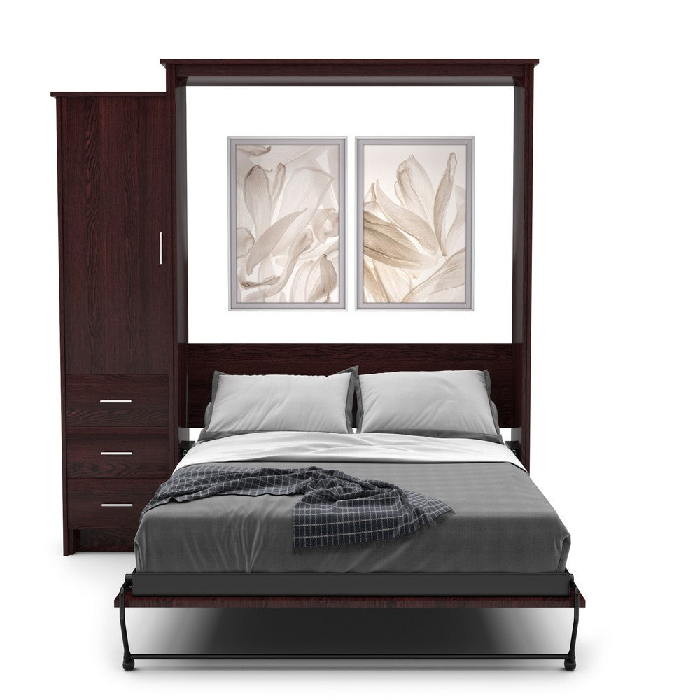 Full Size Murphy Bed - Left Cabinet, Slab Style, Brushed Nickel Pulls - Murphy Door, Inc.