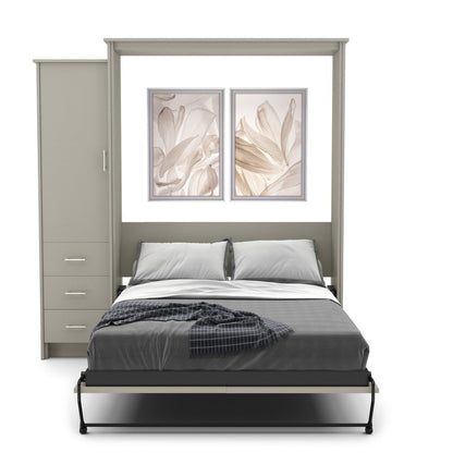 Queen Size Murphy Bed - Left Cabinet, Slab Style, Brushed Nickel Pulls - Murphy Door, Inc.