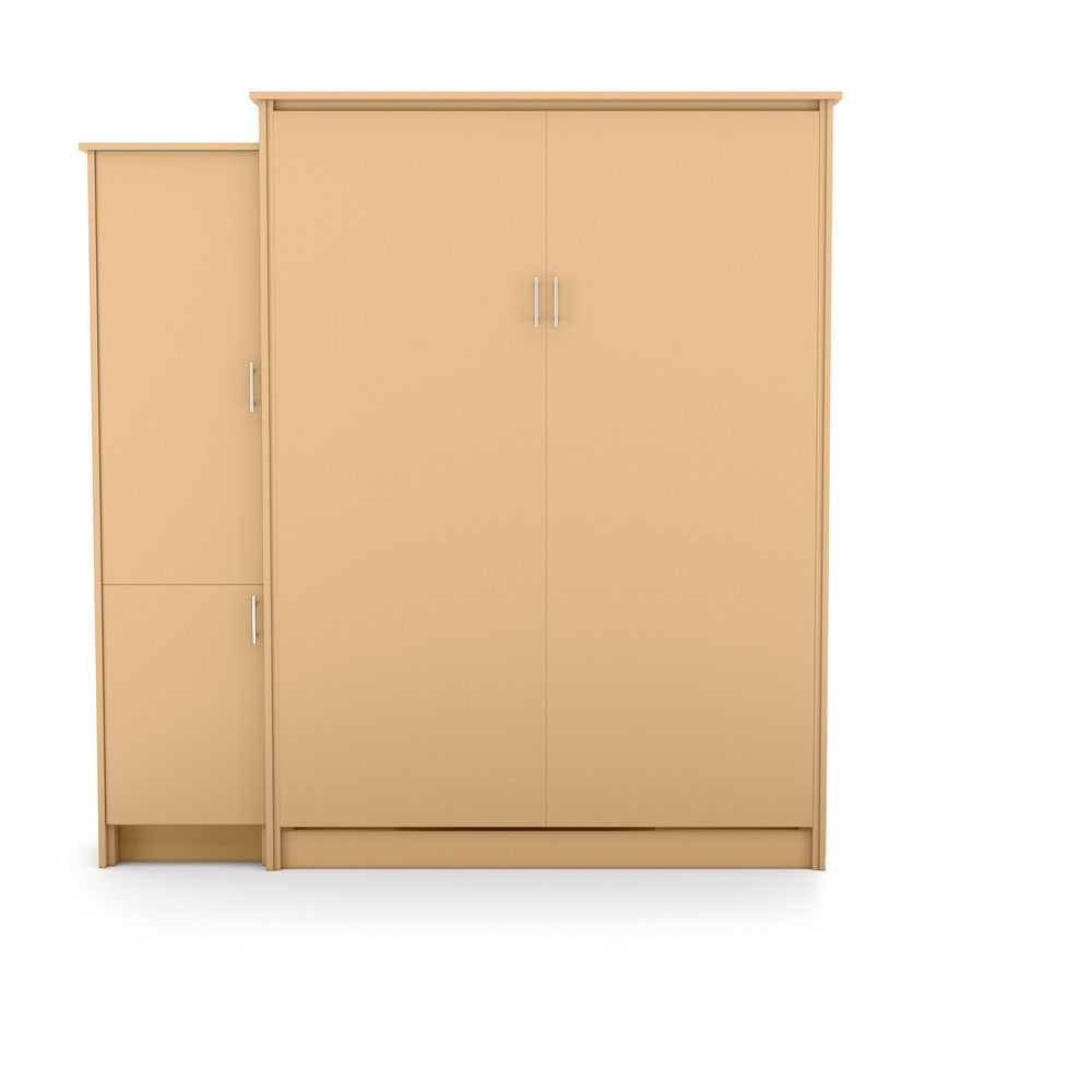 King Size Murphy Bed - Left Cabinet, Slab Style, Brushed Nickel Pulls - Murphy Door