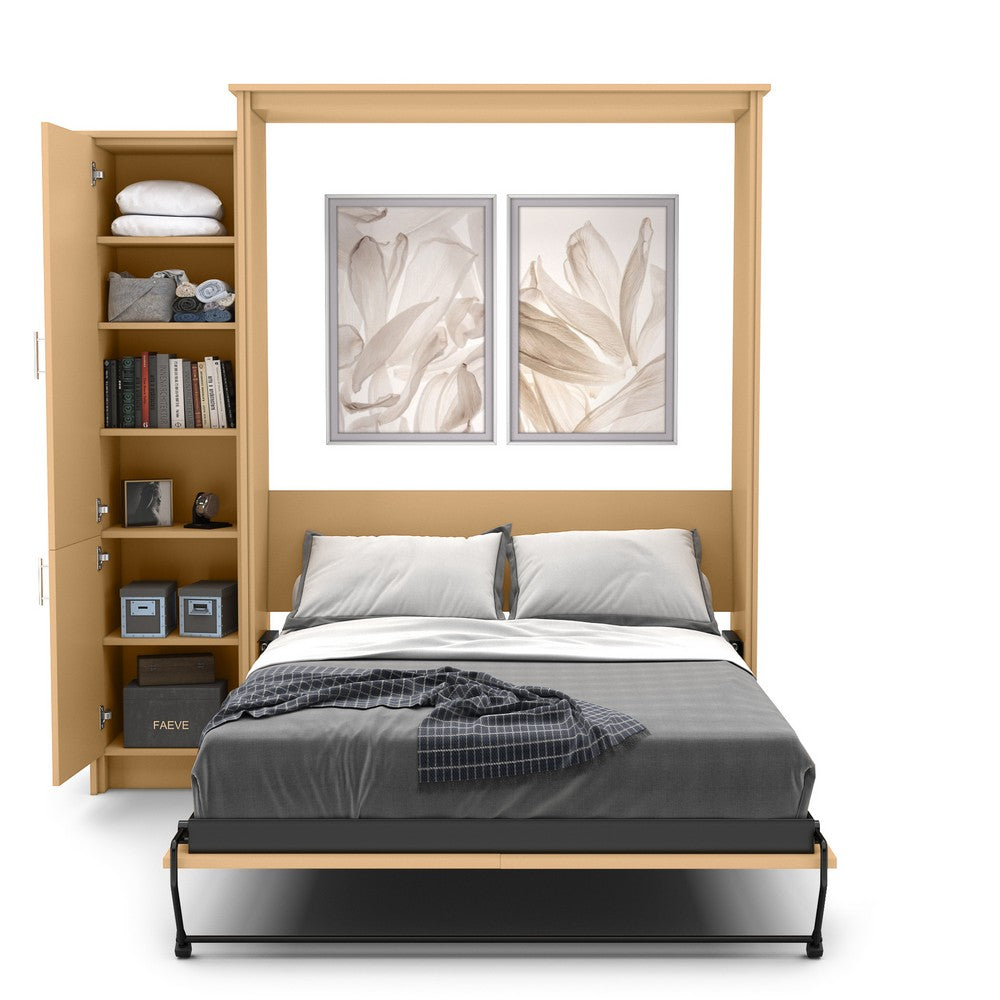 King Size Murphy Bed - Left Cabinet, Slab Style, Brushed Nickel Pulls - Murphy Door