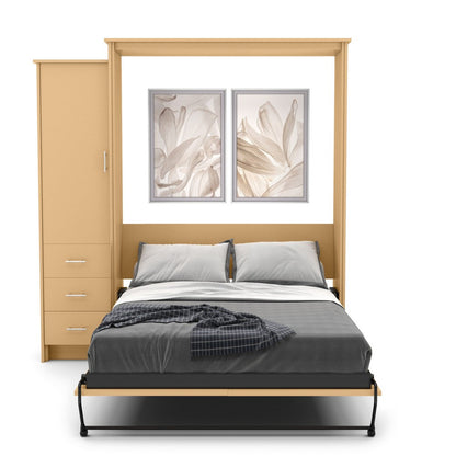 Queen Size Murphy Bed - Left Cabinet, Slab Style, Brushed Nickel Pulls - Murphy Door, Inc.