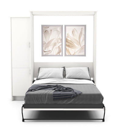 Queen Size Murphy Bed - Left Cabinet, Slab Style, Brushed Nickel Pulls - Murphy Door, Inc.