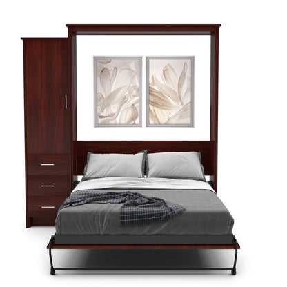 Queen Size Murphy Bed - Left Cabinet, Slab Style, Brushed Nickel Pulls - Murphy Door, Inc.