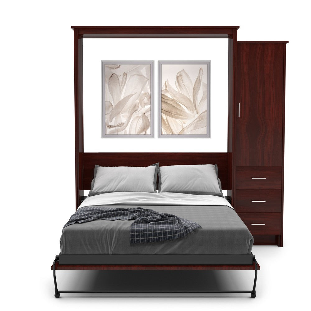 King Size Murphy Bed - Right Cabinet, Slab Style, Brushed Nickel Pulls - Murphy Door