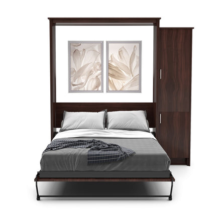 Queen Size Murphy Bed - Right Cabinet, Slab Style, Brushed Nickel Pulls