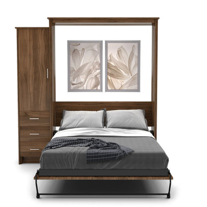 Queen Size Murphy Bed - Left Cabinet, Slab Style, Brushed Nickel Pulls - Murphy Door, Inc.