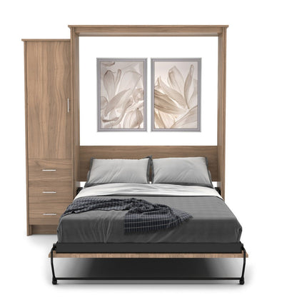 Queen Size Murphy Bed - Left Cabinet, Slab Style, Brushed Nickel Pulls - Murphy Door, Inc.