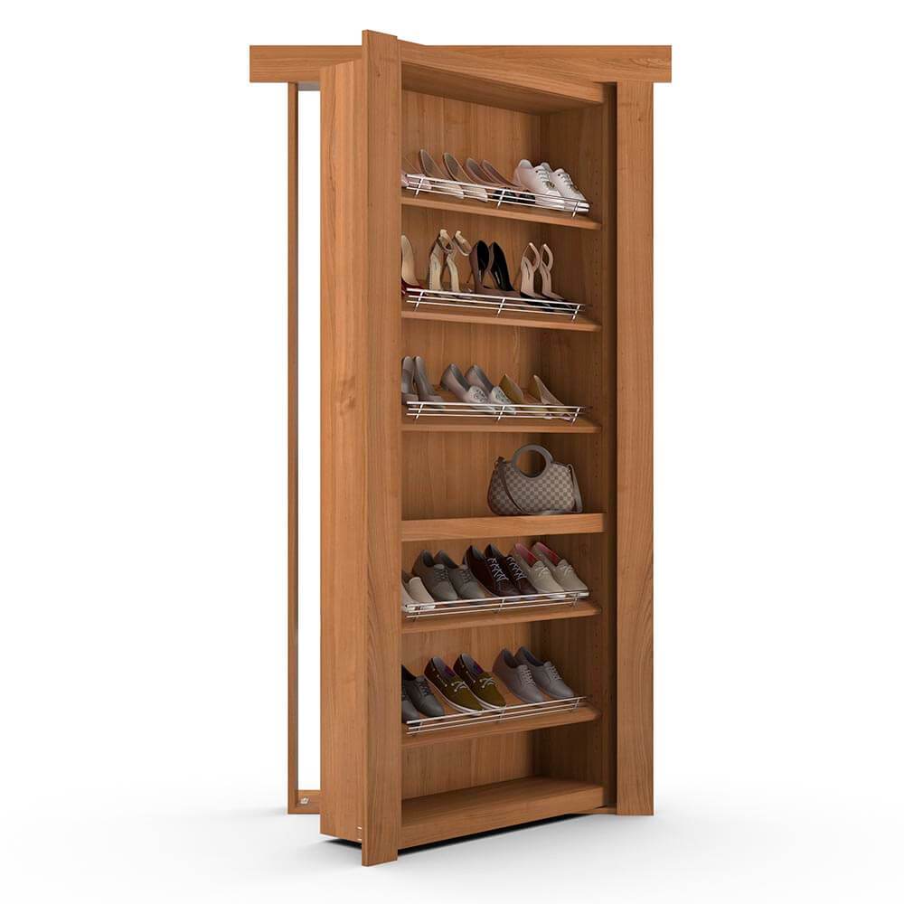 Hidden Flush Mount Cherry Shoe Rack Door - Murphy Door, Inc.