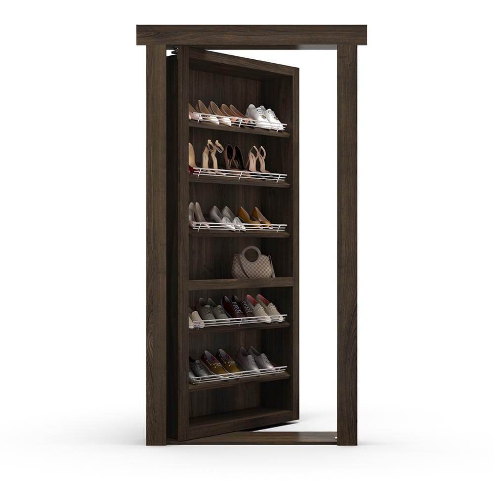 Hidden Flush Mount Cherry Shoe Rack Door - Murphy Door, Inc.