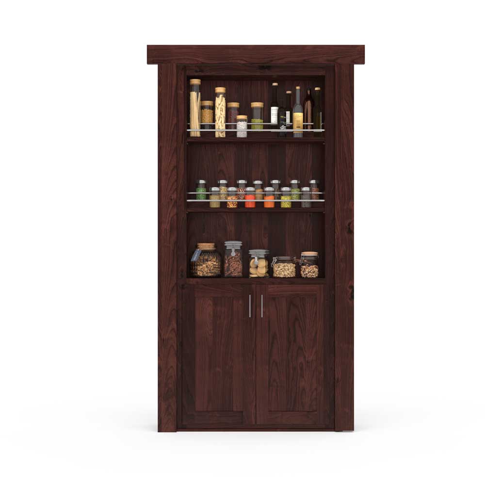 Hidden hinged spice rack