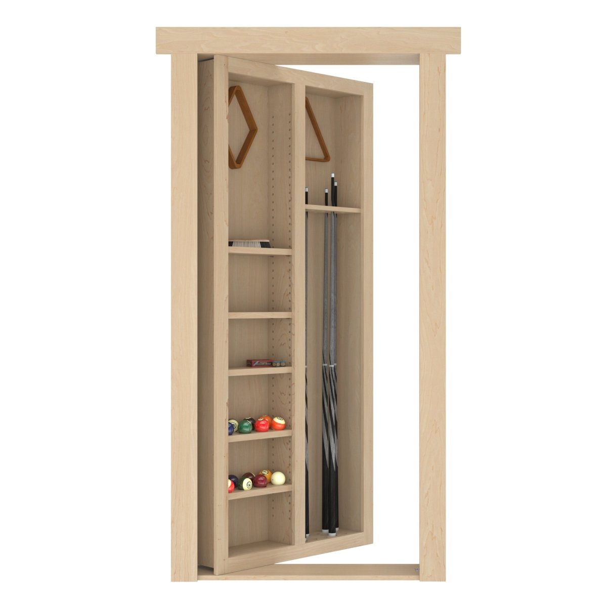 Hidden Flush Mount Maple Pool Cue Door - Murphy Door, Inc.