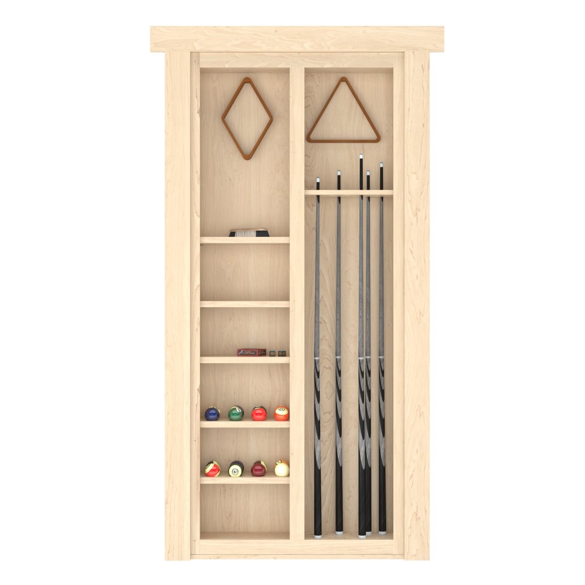 Hidden Flush Mount Maple Pool Cue Door - Murphy Door, Inc.