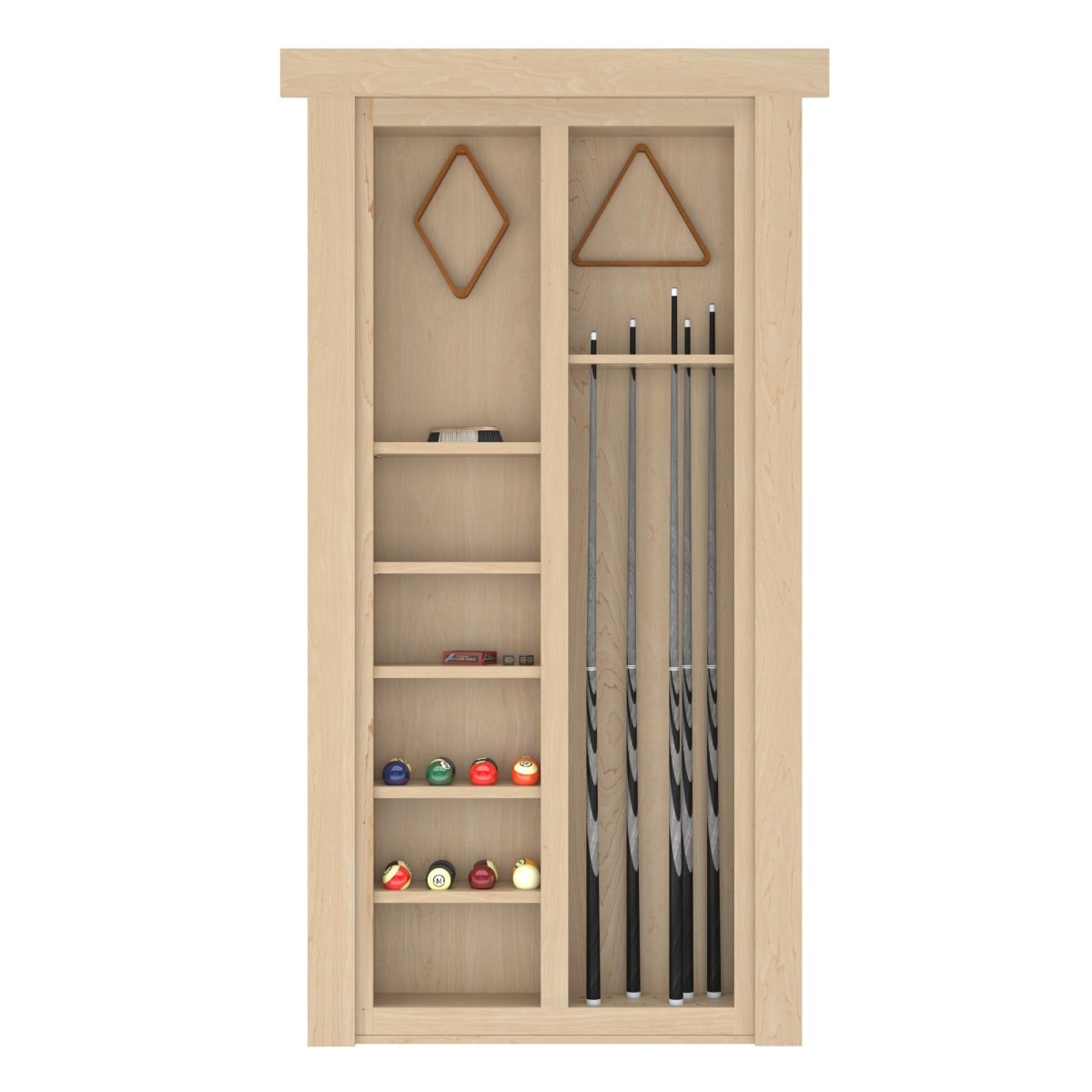 Hidden Flush Mount Maple Pool Cue Door - Murphy Door, Inc.