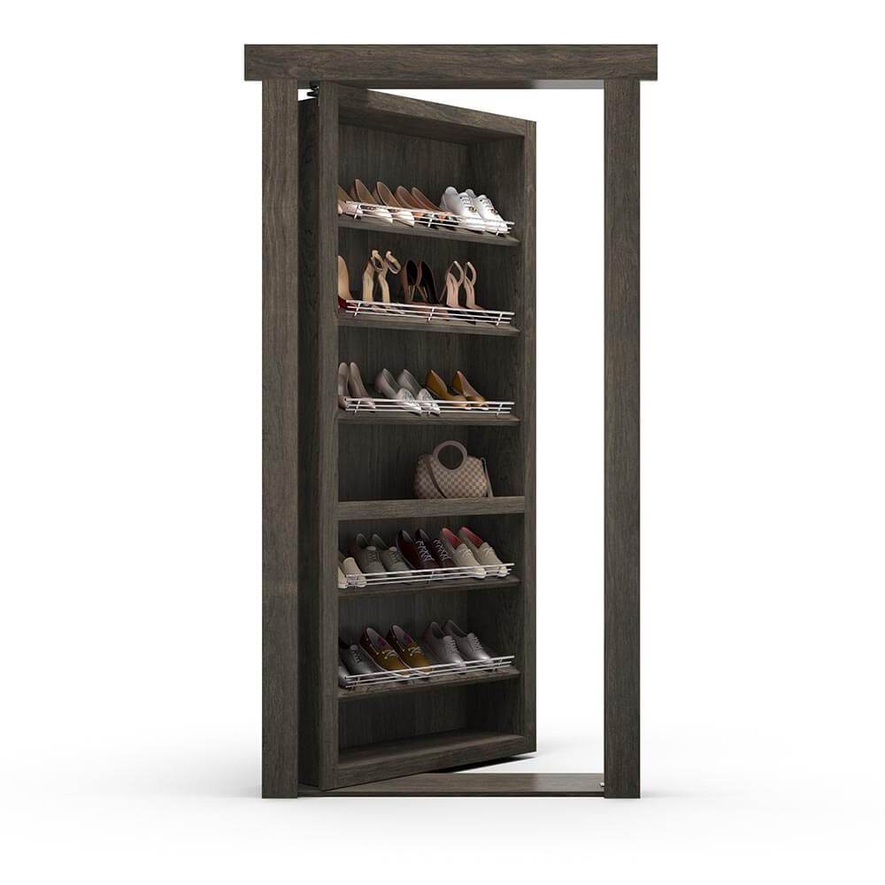 Hidden door shoe discount rack