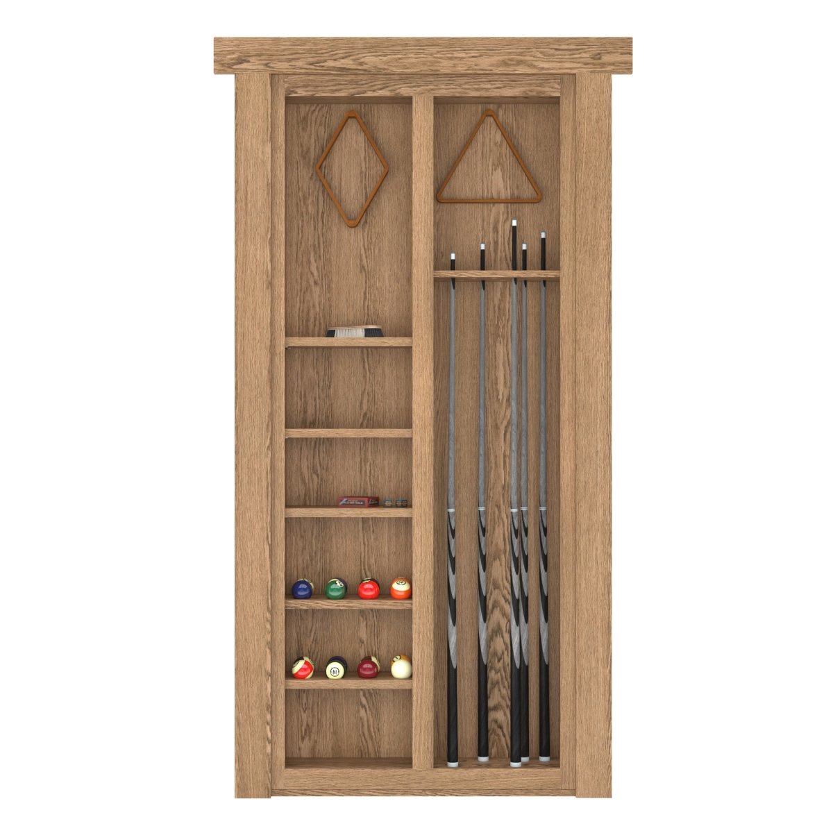 Hidden Flush Mount Oak Pool Cue Door - Murphy Door, Inc.
