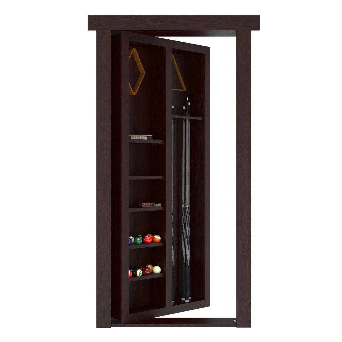 Hidden Flush Mount Oak Pool Cue Door - Murphy Door, Inc.