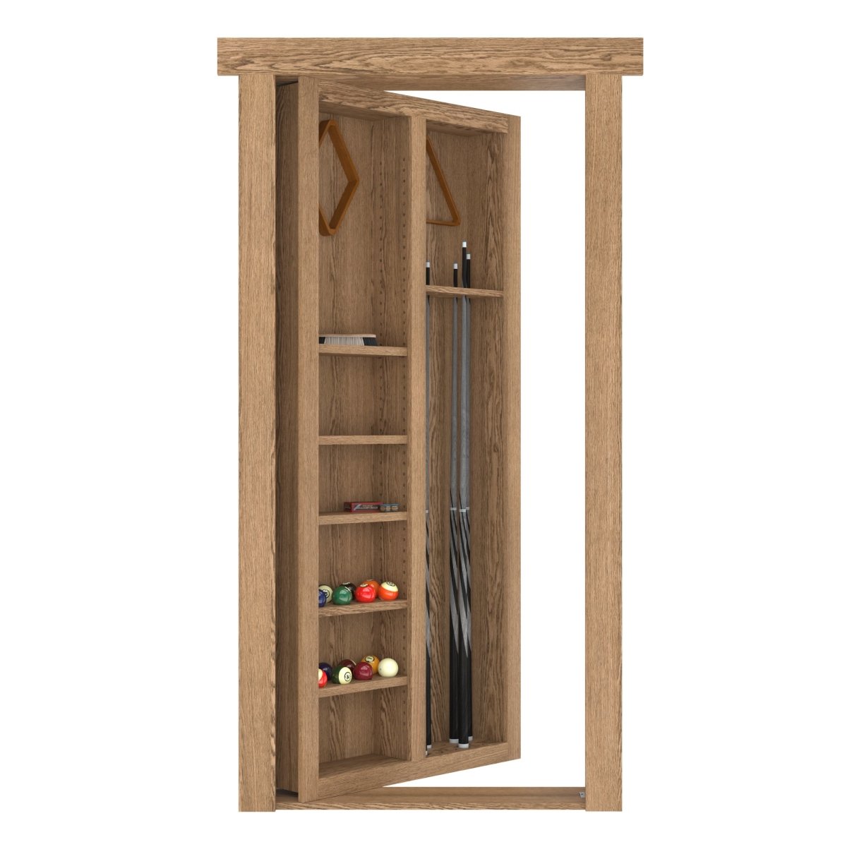 Hidden Flush Mount Oak Pool Cue Door - Murphy Door, Inc.