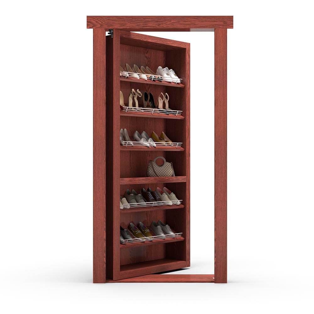 Hidden Flush Mount Oak Shoe Rack Door - Murphy Door, Inc.