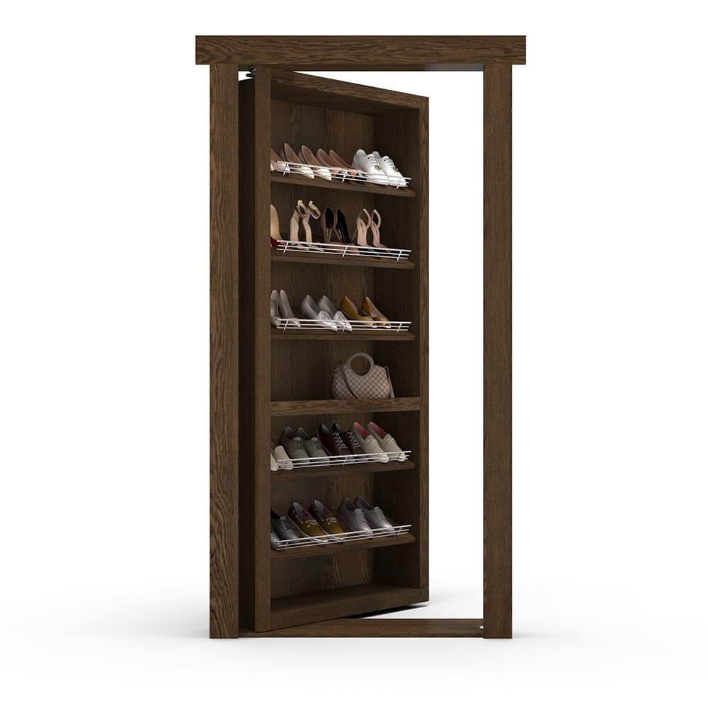 Hidden Flush Mount Oak Shoe Rack Door - Murphy Door, Inc.