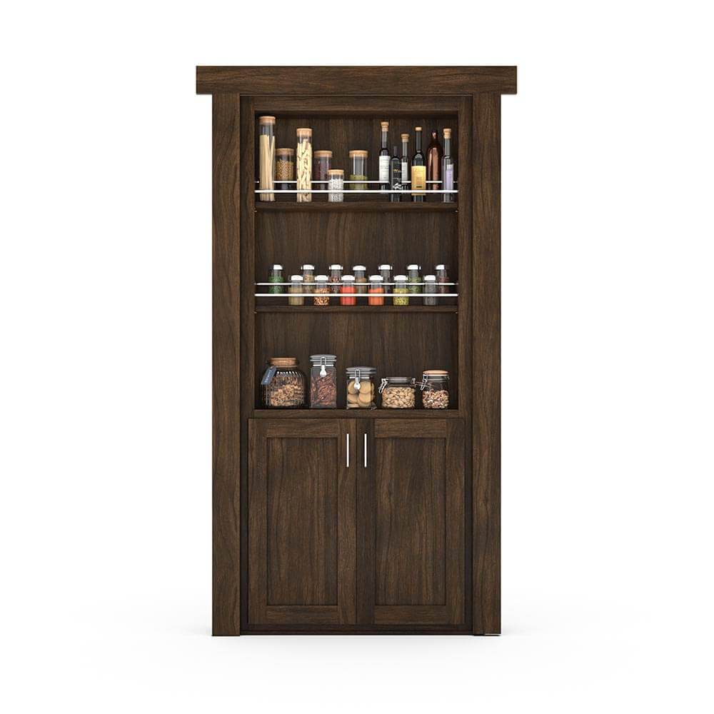 Hidden Flush Mount Walnut Spice Rack Door